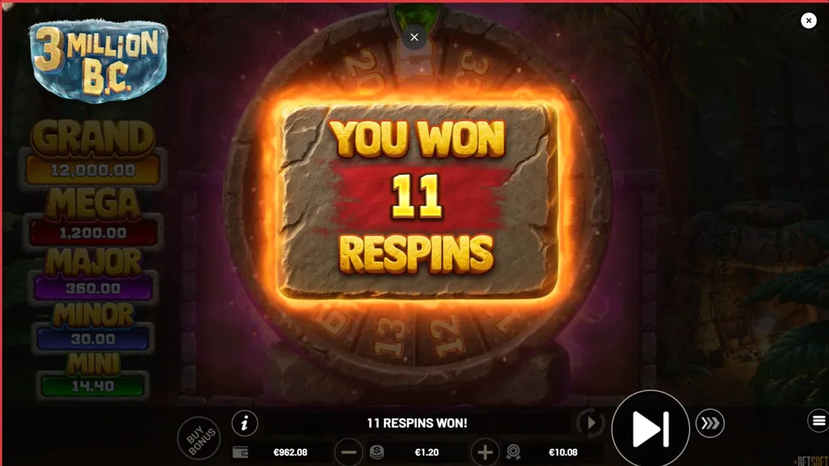 Cenário pré-histórico com elementos do slot 3 Million B.C. da Betsoft
